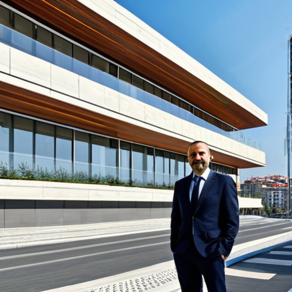 **
A professional architect, fully clothed in a stylish and modern outfit, standing in front of a newly constructed building in Istanbul, Turkey. The building is designed with contemporary Turkish architectural elements. The scene is bright and sunny. Safe for work, appropriate content, perfect anatomy, correct proportions, natural pose, professional photography, high quality, modest.
**