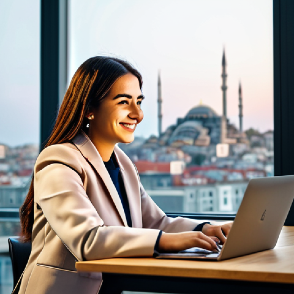 The Modern Turkish Digital Marketer**
"A young, professional digital marketer, a Turkish woman with a warm smile, sitting at a stylish desk in a modern Istanbul co-working space, fully clothed in smart casual attire (think fashionable blazer and modest trousers), working on a laptop displaying SEO analytics. The background shows blurred cityscape of Istanbul at sunset. Focus on a clean, well-lit image. Safe for work, appropriate content, professional, high quality, perfect anatomy, correct proportions, natural pose, well-formed hands, proper finger count, natural body proportions, modest clothing, professional dress."
**