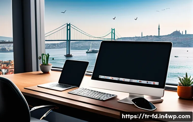 SEO 경쟁업체 분석을 통한 전략 개발 - A detailed digital marketing strategy workspace showing a modern office desk with multiple screens d...