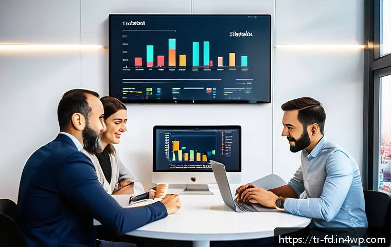 검색 엔진 최적화를 위한 사례 연구 - A modern Turkish digital marketing office scene showing a diverse team analyzing local keyword resea...